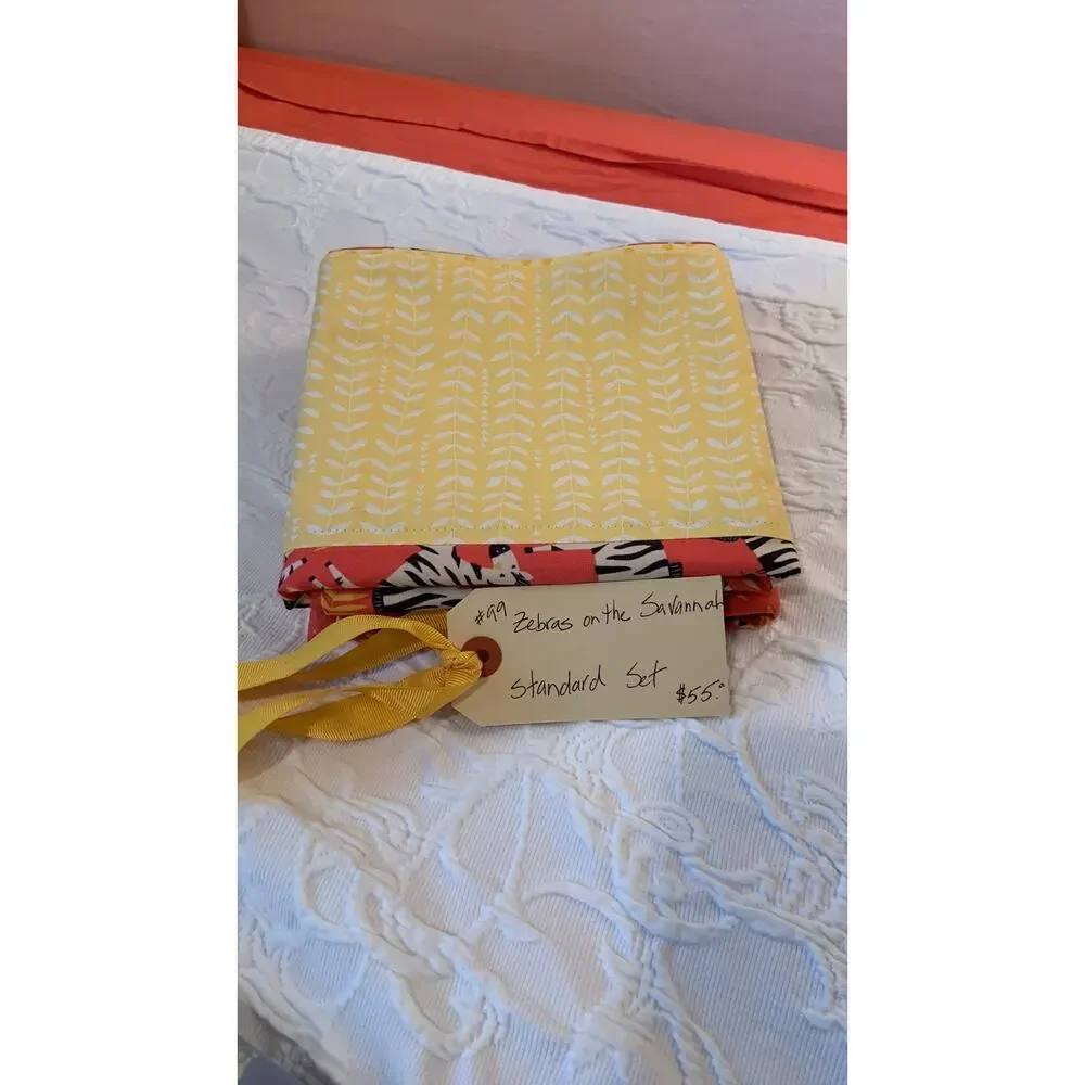 Handmade Zebra Pillowcase Set, Quilting Cotton with Yellow Band